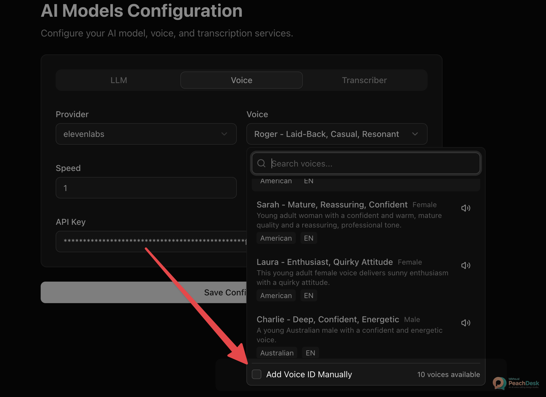Add Voice Manually